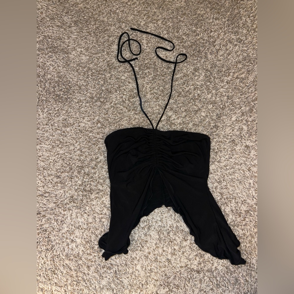 Forever 21 Black Halter tie Top